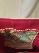 Sale - Small purse, Pastel Aztec/fuchsia inside with cross body strap