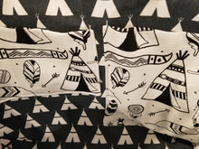 Medium Tote - Black Teepee on white/Navy teepee inside