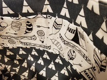 Medium Tote - Black Teepee on white/Navy teepee inside