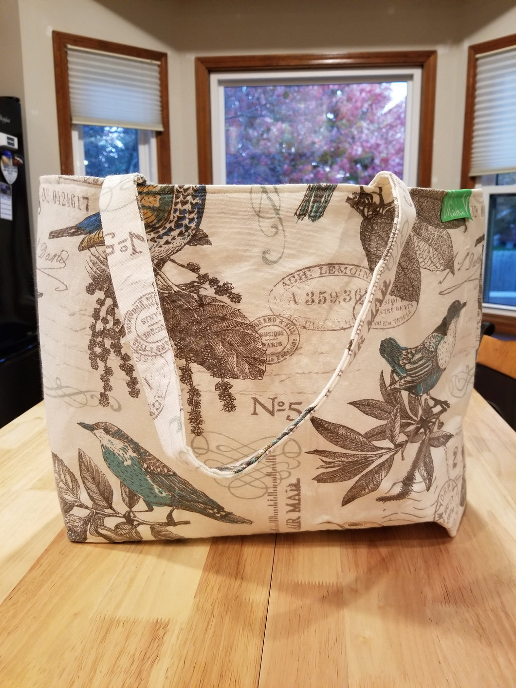 Medium Tote - Bird/teal inside