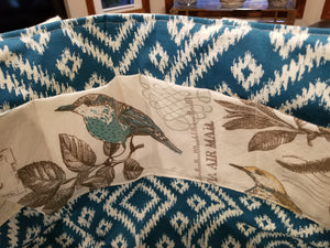 Medium Tote - Bird/teal inside