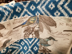 Medium Tote - Bird/teal inside