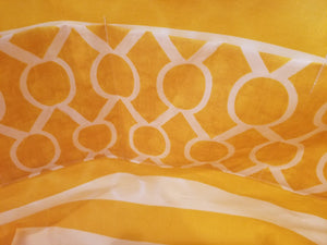 Large Tote bag - yellow print/yellow stripes inside
