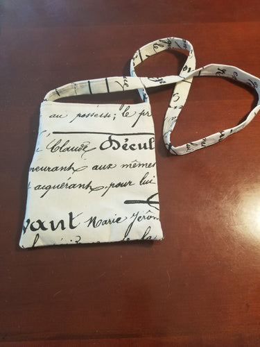 Sale - Cross Body purse - Off white words/black inside