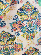Large Tote bag - Pink, teal flowers/pink inside