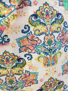 Large Tote bag - Pink, teal flowers/pink inside