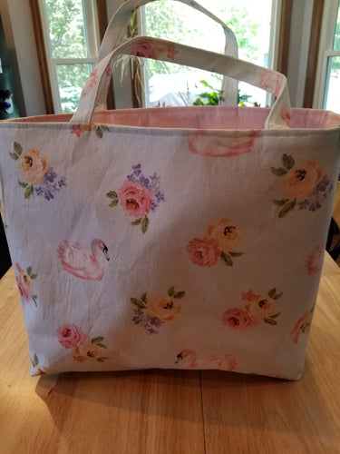 Large Tote Bag - Swan/Pink inside