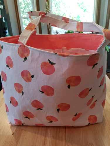 Large Tote Bag - Peaches/peach inside