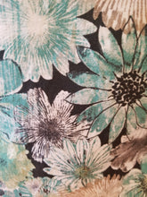 Medium Tote Bag - Green, Tan, Black flowers/green fountain like flower