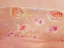 Large Tote Bag - Pink, peach, fuchsia flowers/Pink inside