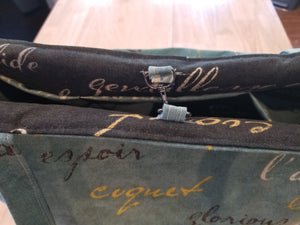 Large Tote bag - French, teal/black inside