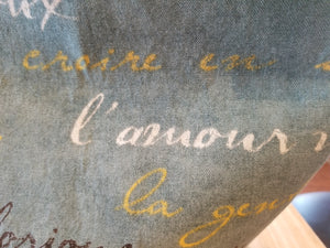 Large Tote bag - French, teal/black inside