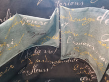 Large Tote bag - French, teal/black inside