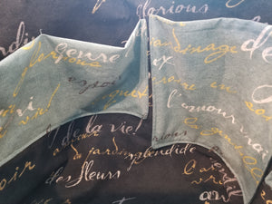 Large Tote bag - French, teal/black inside