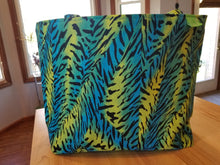 Medium Tote - Animal print green blue/teal inside