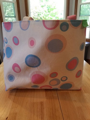 Medium Tote - Pink and Blue circles/pink inside
