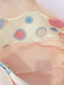 Medium Tote - Pink and Blue circles/pink inside