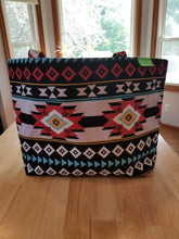 Medium Tote - Aztec red, white, black, teal