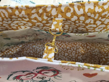 Large Tote bag - Dog with glasses/Gold inside