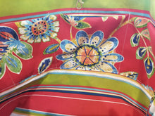Large Tote bag - Red flowers/striped inside