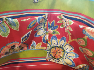 Large Tote bag - Red flowers/striped inside