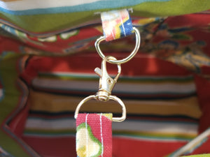 Large Tote bag - Red flowers/striped inside