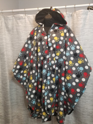 Poncho - Paw prints and polka dots
