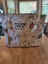 Medium Tote - Tractor, farm animals - cow print inside