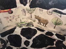 Medium Tote - Tractor, farm animals - cow print inside
