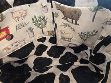 Large Tote bag - Tractor, animal print - cow print inside