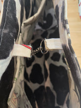 Large Tote bag - Tractor, animal print - cow print inside