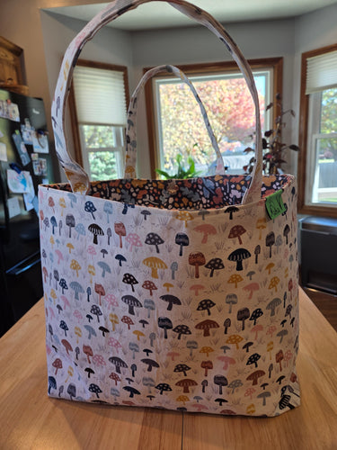 Large Tote Bag - Mushrooms/multi - colored inside
