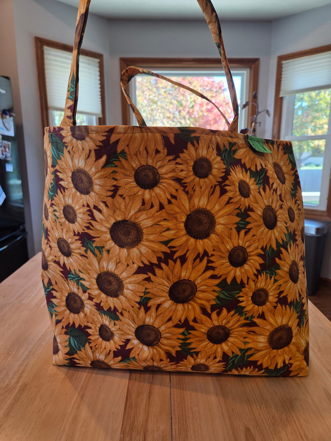 Medium Tote - Sunflower/Burgundy inside