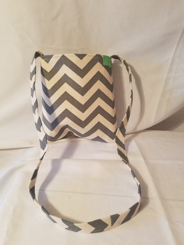 Sale - Cross-body  purse, Gray chevron/yellow inside