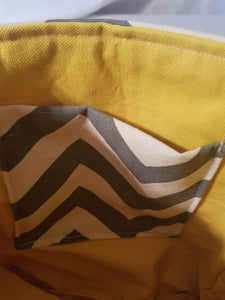 Sale - Cross-body  purse, Gray chevron/yellow inside