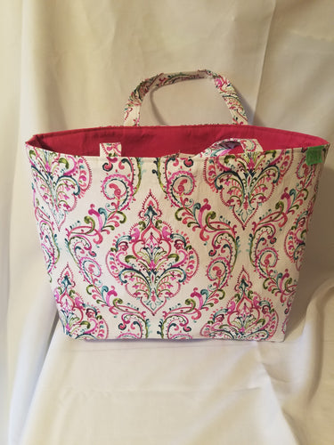 Medium Tote Bag - Fuchsia, green, blue/fuchsia inside