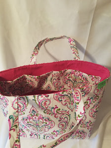 Medium Tote Bag - Fuchsia, green, blue/fuchsia inside