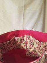 Medium Tote Bag - Fuchsia, green, blue/fuchsia inside