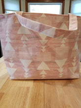 Large Tote Bag - Pink white triangle/grey and white inside