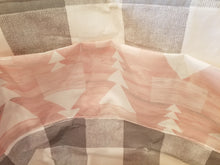 Large Tote Bag - Pink white triangle/grey and white inside