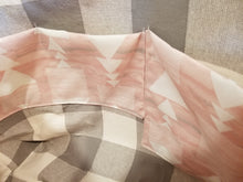Large Tote Bag - Pink white triangle/grey and white inside