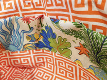 Large Tote Bag - Sea/orange geometric inside