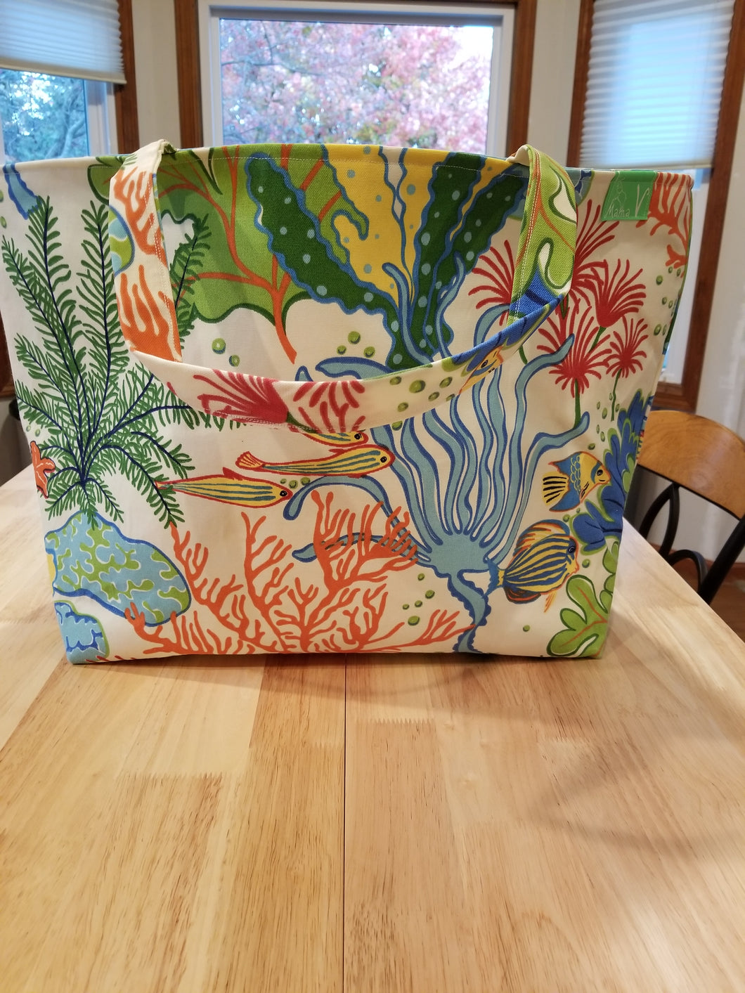 Large Tote Bag - Sea/blue coral inside