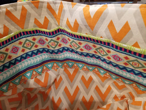 Medium Tote - Geometric multi/orange, gray geometric inside
