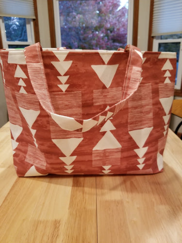 Medium Tote - Rust Triangle/White with triangle