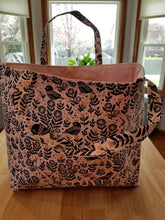 Medium Tote bag - pink birds/pink inside