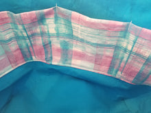 Large Tote bag - Pink and blue plaid/blue inside