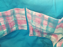 Large Tote bag - Pink and blue plaid/blue inside