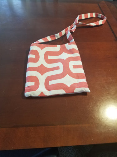 Sale - Cross Body purse - Peach/peach chevron inside