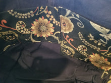 Large Tote bag - Tan flowers on black/black inside